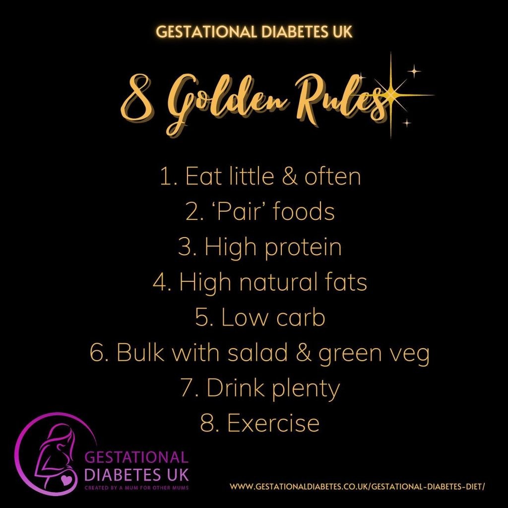 list of the GD UK 8 Golden Rules for a gestational diabetes diet